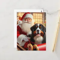 Santa Delivers a Bernese Mountain Dog Postcard