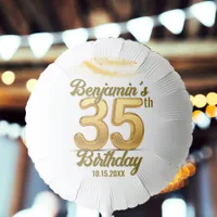 Elegant Luxurious Gold Confetti 35th Birthday Balloon