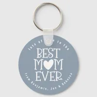 Best Mum Mom Ever Names Dusty Blue White Text Keychain