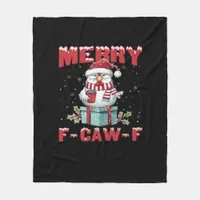 Retro Merry Christmas F-Caw-F Chicken  Fleece Blanket