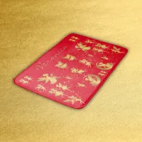 Gold Fairies with Pixie Dust on Red Monogram | Bath Mat