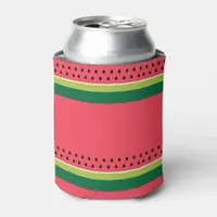 Pink Green Watermelon Fruit Striped Summer Can Cooler