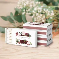 Burgundy and Blush Floral Boho Wedding  Matchboxes