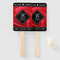 Elegant 15th Rose Wedding Anniversary Celebration Hand Fan