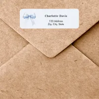 Blue bow return address  label