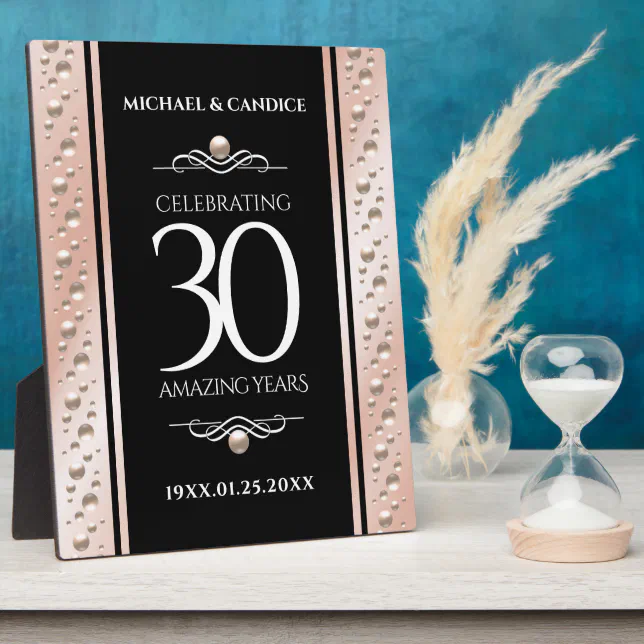 Elegant 30th Pearl Wedding Anniversary Celebration Plaque