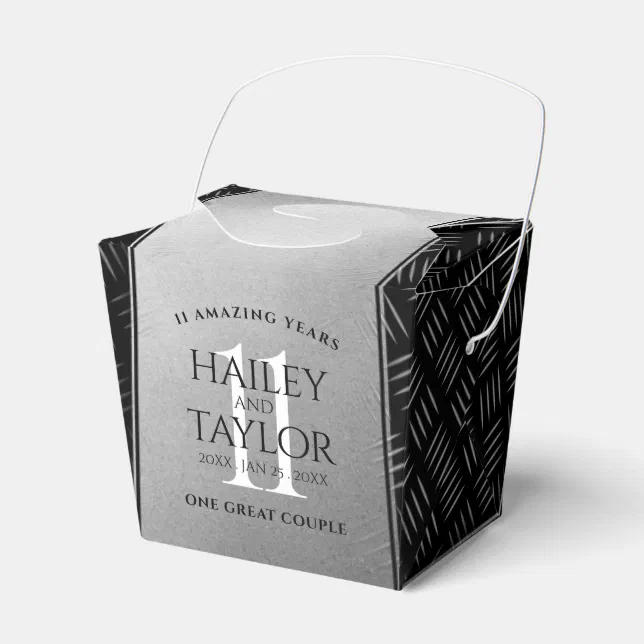 Elegant 11th Steel Wedding Anniversary Celebration Favor Boxes