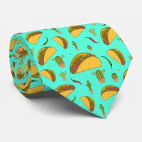 Mexican Restaurant Corn Tortilla Taco Illustration Neck Tie