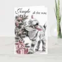 Jingle All the Way  -  Baby Goat Christmas Holiday Card