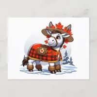 Funny Canada Themed Winter Donkey Postcard