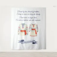 Rustic Romanian Wedding Traditional Folk Costumes Tapestry