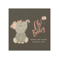 Cute Elephant Girl Baby Shower Wood Wall Art