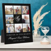 Forever in Our Hearts Monogram Memorial Photo Grid Plaque