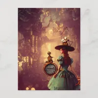 Steampunk Time Keeper Lady Postcard