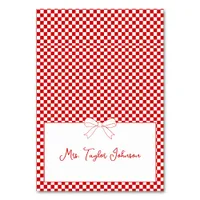 Ciao Baby! Italian Red Gingham Bow Place Card