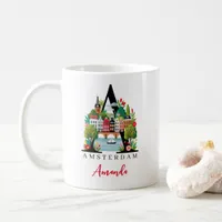 Amsterdam Monogram Letter A Personalized Gift Coffee Mug