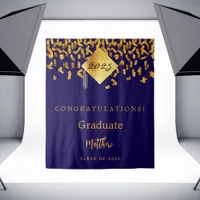 Graduation party blue gold confetti graduate 2025 tapestry