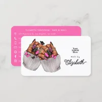 Bold Hot-Pink & Black African American Nail Salon Business Card