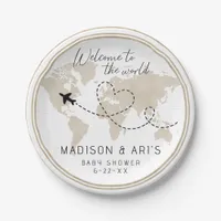 World Map Baby Shower Paper Plates