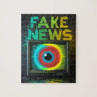 Fake News Retro TV Eyeball Glitch Jigsaw Puzzle