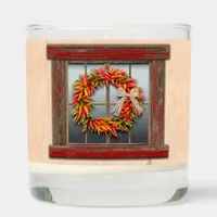 Southwest Chile Wreath Weathered Red Wood Window Scented Candle