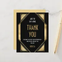 Budget Art Deco 70th Birthday Gold Black Thank You