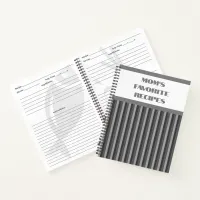 Grey Striped Spiral Recipe Notebook