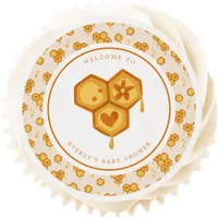 Honeycomb Honey Bee Cute Baby Shower Edible Frosting Rounds