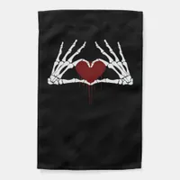 To Death Skeleton Heart Hands Style Garden Flag