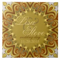 Earthy Retro Bohemian Wedding Keepsake Ceramic Ceramic Tile