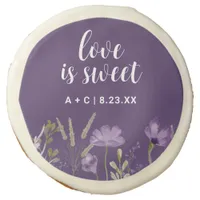 Custom Wedding Cookies Purple Floral Garden