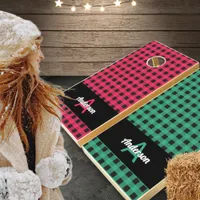 Buffalo Plaid Rustic Check Pattern Monogrammed Cornhole Set