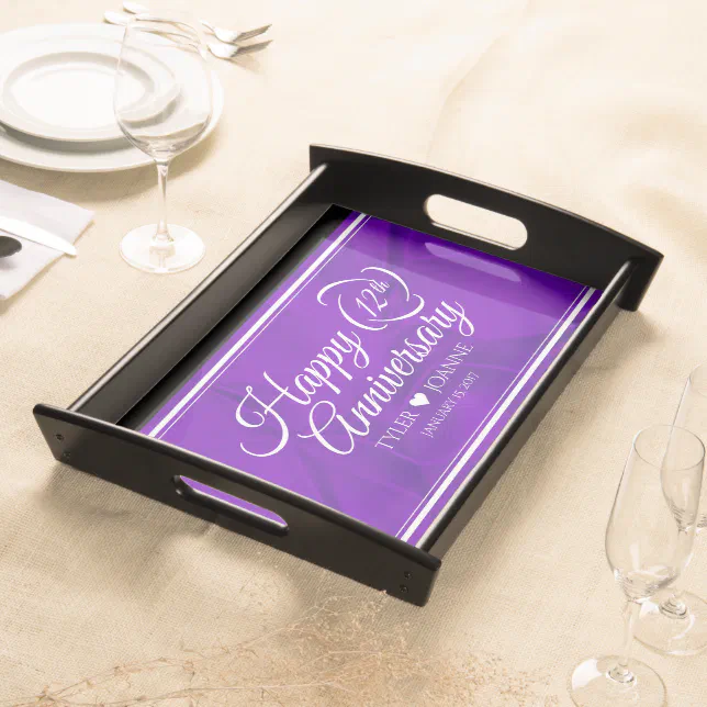 Elegant 12th Silk Wedding Anniversary Celebration Serving Tray