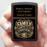 Elegant Family Beach Campfire Gold Scene AI Art Zippo Lighter