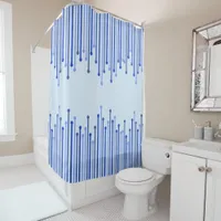 Modern stripe pattern on pale blue  shower curtain