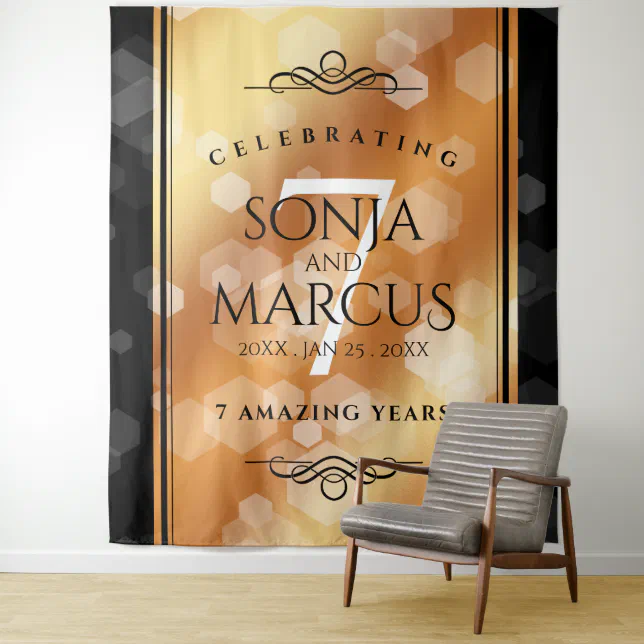 Elegant 7th Copper Wedding Anniversary Celebration Tapestry