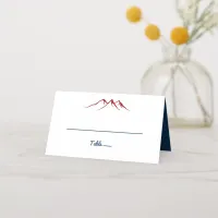 Rustic Deer Mountain Red Blue Wedding Place Cards