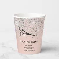 Hair salon rose gold silver lashes paper cups