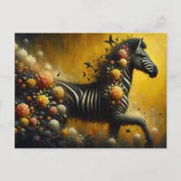 Gorgeous Zebra and Flowers on a Yellow Background Postcard