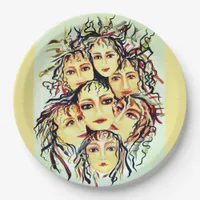 Girls joy painted design paper plates