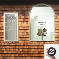 Welcome to Baby Shower Lil' Cowboy and Teddy Bear  Window Cling