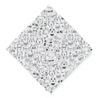 Cat Doodles, Funny Black and White Kitties Pattern Bandana