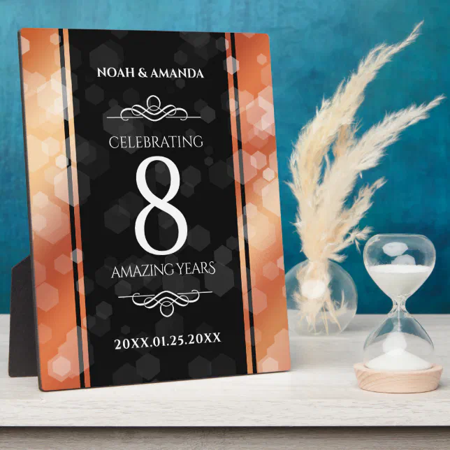 Elegant 8th Bronze Wedding Anniversary Plaque