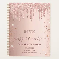Rose gold glitter drips salon appointments 2025 planner
