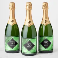 Elegant 20th Emerald Wedding Anniversary Sparkling Wine Label