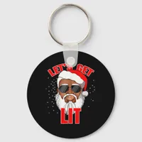 Let's Get Lit Drinking Santa Hat Christmas Lights  Keychain