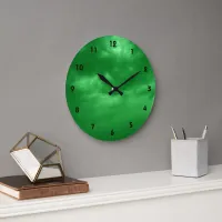 Cloudy Green Sky Large Clock