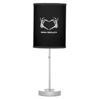 Spooky Skeleton Hand Heart With "Happy Halloween"  Table Lamp