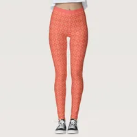 Orange Shades Stars Square Pattern Fitness Leggings