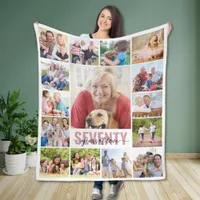 70th Birthday Seventy Photo Collage Fleece Blanket